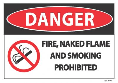 Danger Fire Naked Flame And Smoking Prohibited Industrial Signs