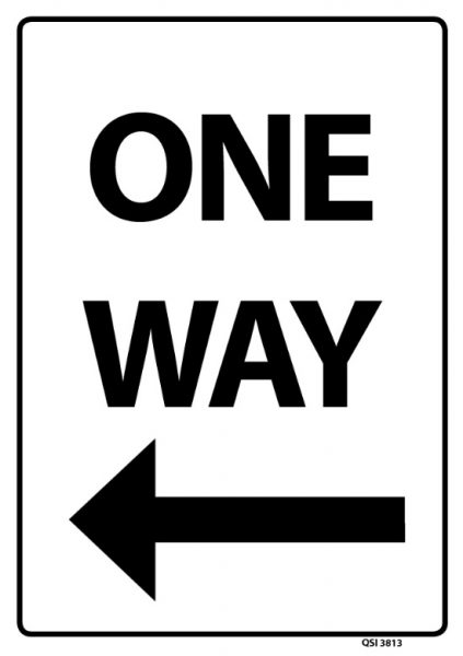 One Way Arrow Left Black - Industrial Signs