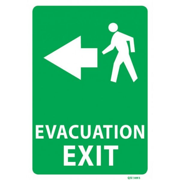 Evacuation Exit Sign Arrow Left - Industrial Signs